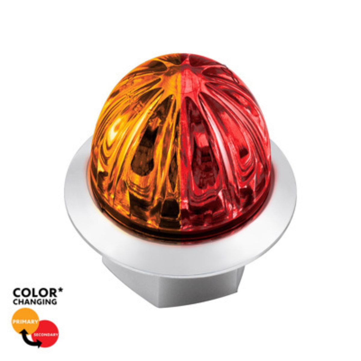 4 LED 1-1/8 Inch Watermelon Double Fury Light | Clear Lens | Amber &amp; Red LED | United Pacific