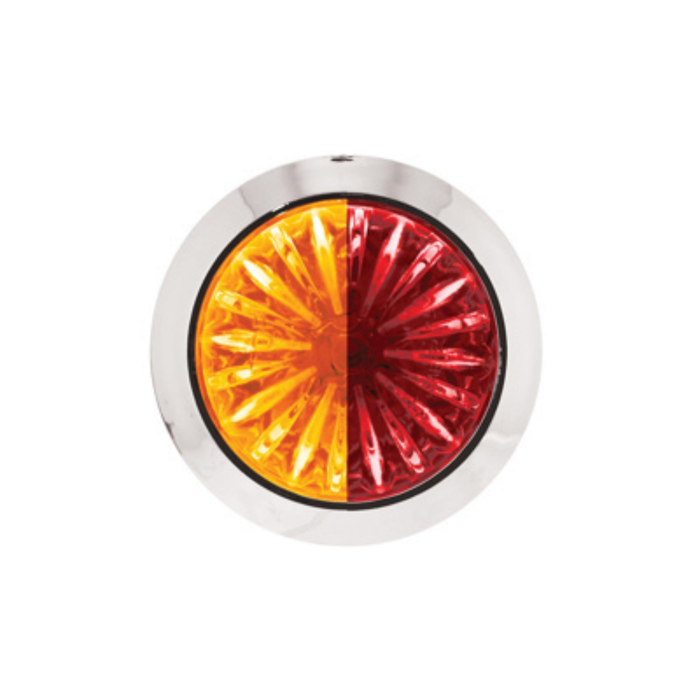 4 LED 1-1/8 Inch Watermelon Double Fury Light | Clear Lens | Amber & Red LED | United Pacific