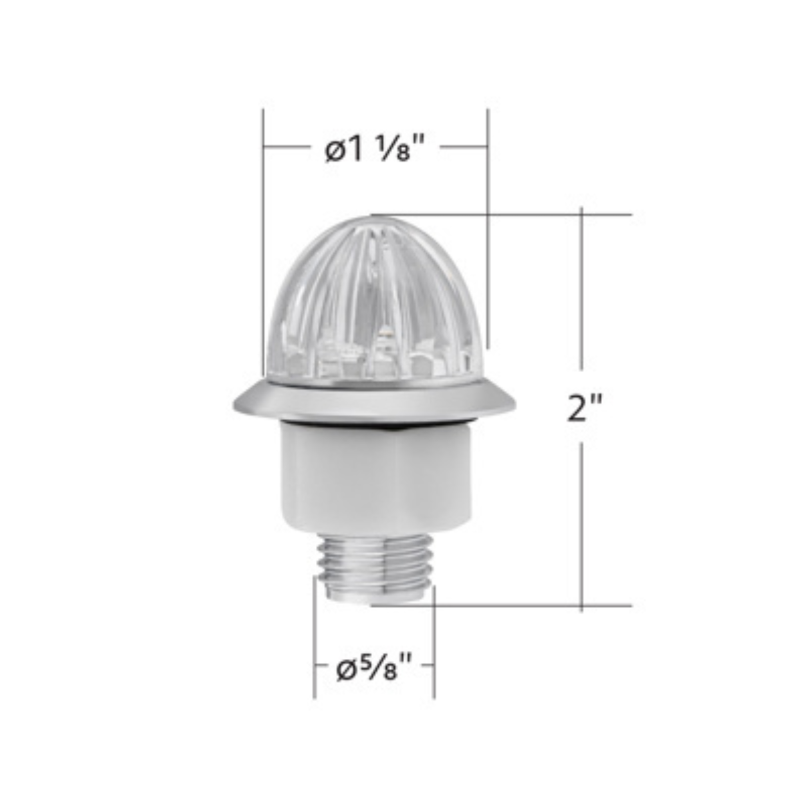 4 LED 1-1/8 Inch Watermelon Double Fury Light | Clear Lens | Amber & Red LED | United Pacific
