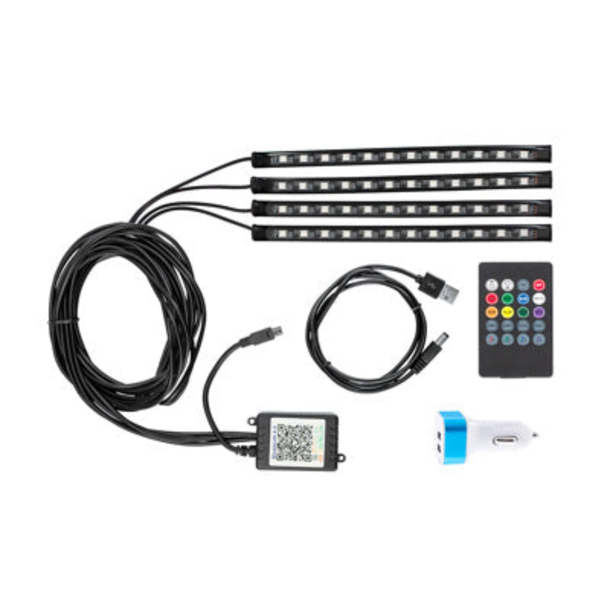 4 Pack Multi-Color Interior LED Light Bars | 48 RGB LED 480 Lumens | USB Power &amp; Remote Control | United Pacific