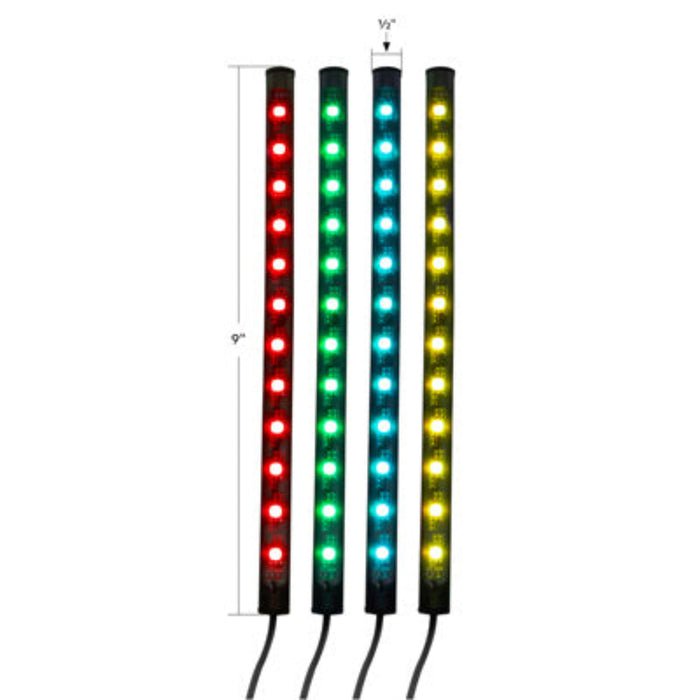 4 Pack Multi-Color Interior LED Light Bars | 48 RGB LED 480 Lumens | USB Power & Remote Control | United Pacific
