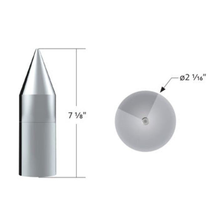 7-1/8" Chrome Plastic Tall Spike Thread-On Lug Nut Cover | 33 mm Hub Piloted | United Pacific