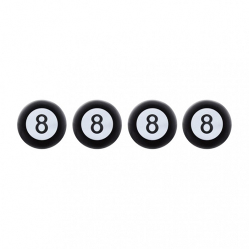 8 Ball Tire Valve Caps | 4-Pack | Black | United Pacific