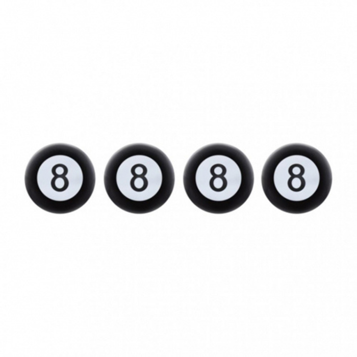 8 Ball Tire Valve Caps | 4-Pack | Black | United Pacific