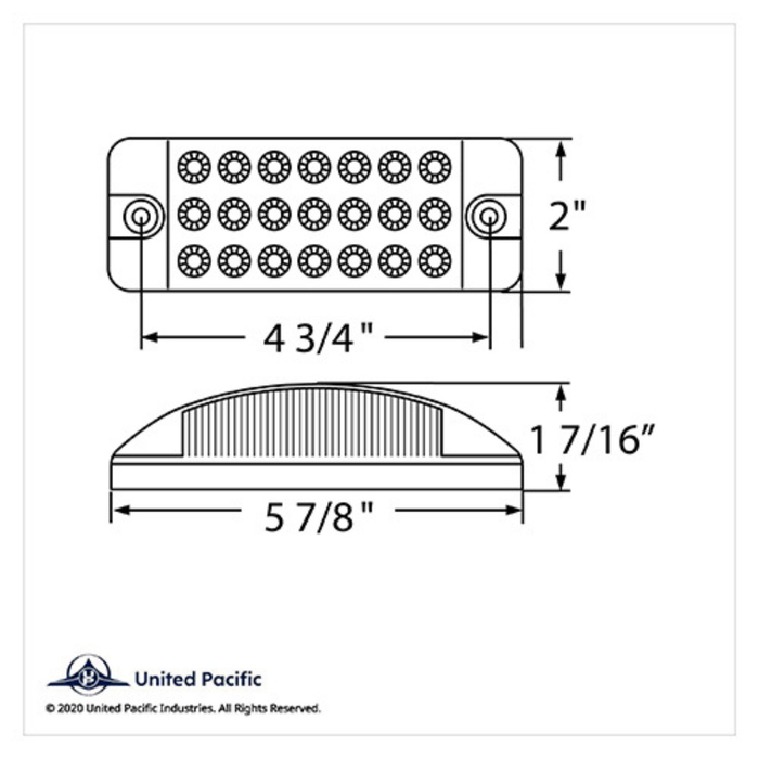 8 LED Rectangular Light (Clearance Marker) with Reflex Lens | Amber LED | Amber Lens | United Pacific