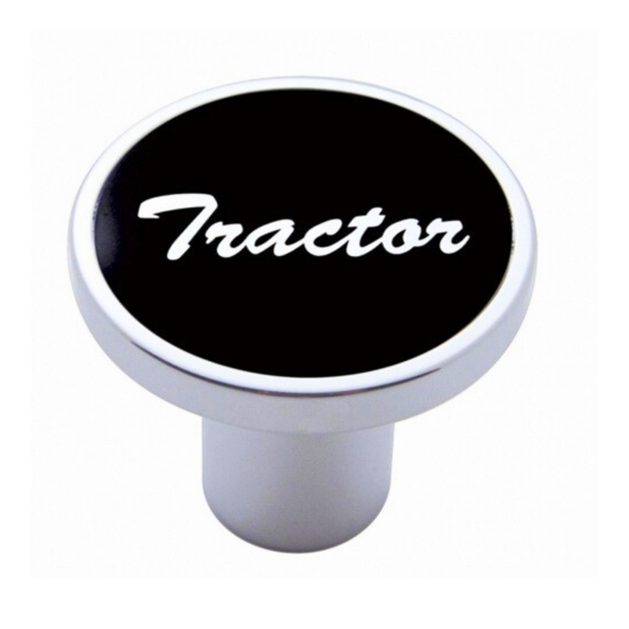 Aluminum Air Valve Knob Black Tractor Script | United Pacific