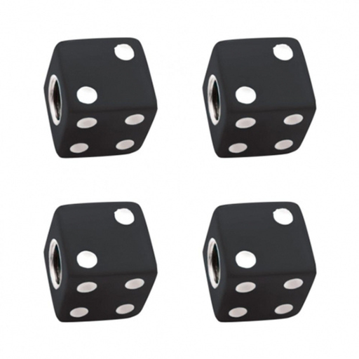 Dice Valve Caps | Black with White Dots | 4-Pack | United Pacific