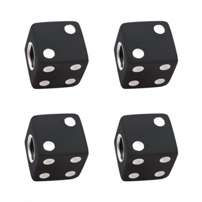 Dice Valve Caps | Black with White Dots | 4-Pack | United Pacific