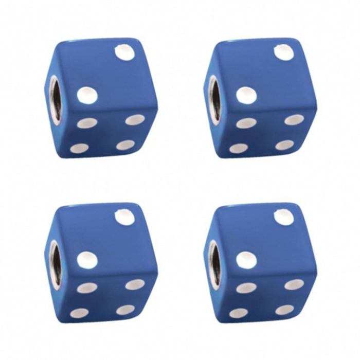 Dice Valve Caps | Blue with White Dots | 4-Pack | United Pacific