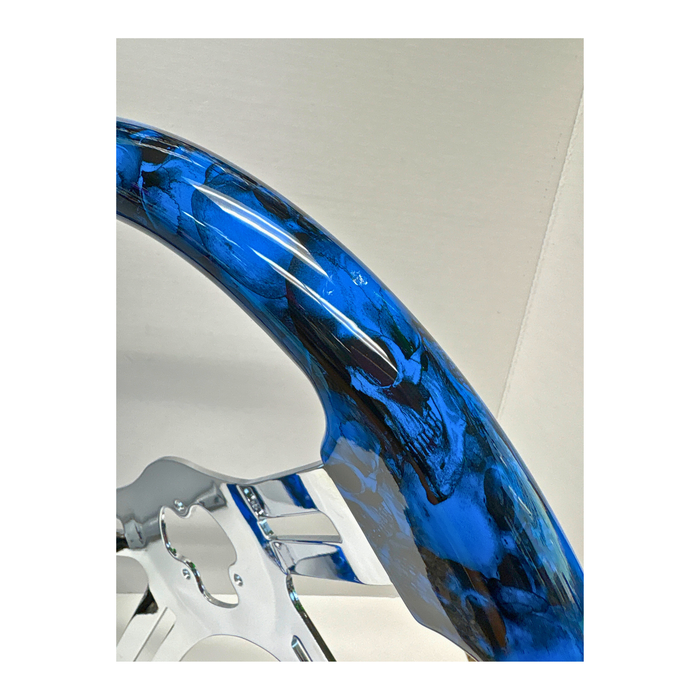 Blue Skull Steering Wheel 18" Damaged | United Pacific