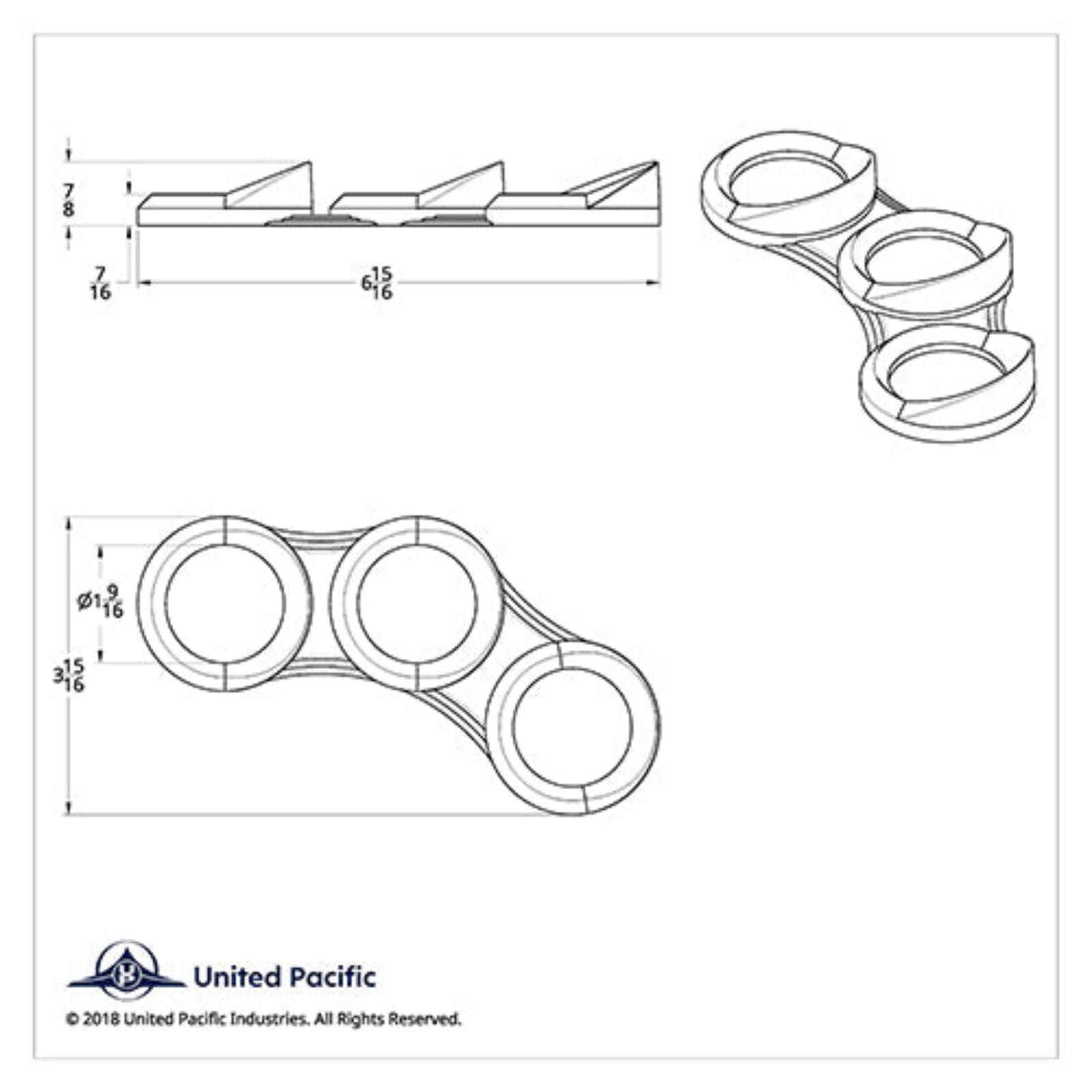 Center Dash 3 Gauge Cluster Bezel with Visor Right Side | United Pacific