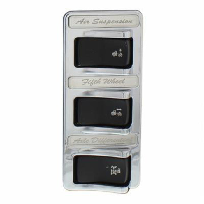 Chrome 3-Rocker Switch Cover for Peterbilt 579 | United Pacific