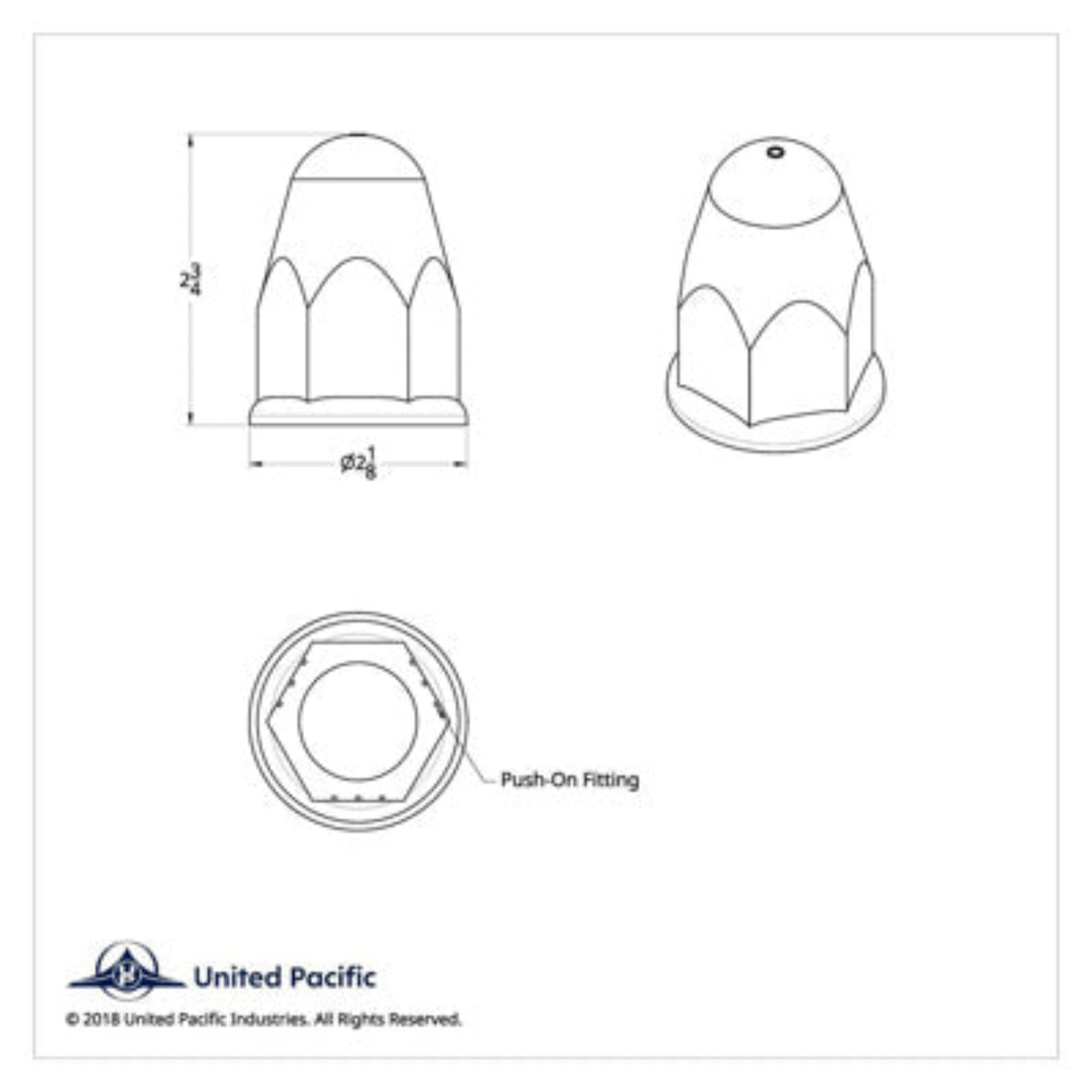 Chrome Bullet Nut Cover with Flange Push-On 1-1/2 Inch | United Pacific