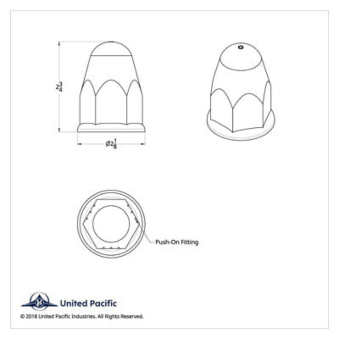 Chrome Bullet Nut Cover with Flange Push-On 1-1/2 Inch | United Pacific