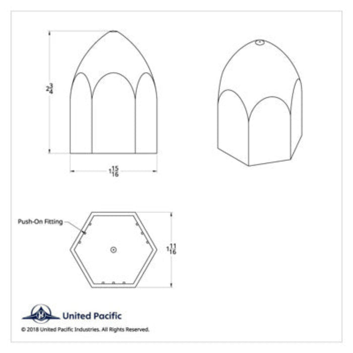 Chrome Bullet Nut Cover Push-On 1-1/2 Inch | United Pacific
