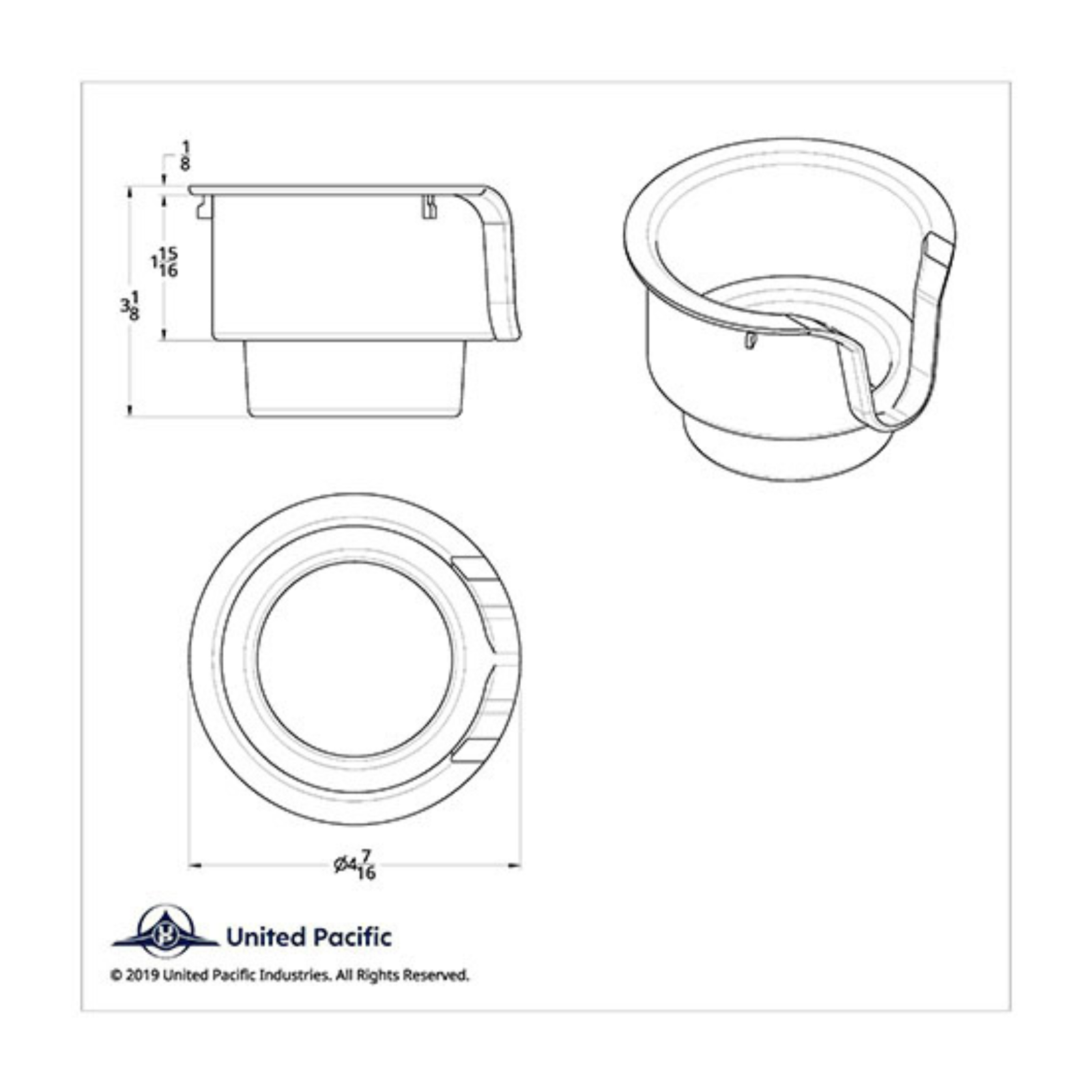 Chrome Cup Holder Insert for Kenworth and Peterbilt | United Pacific