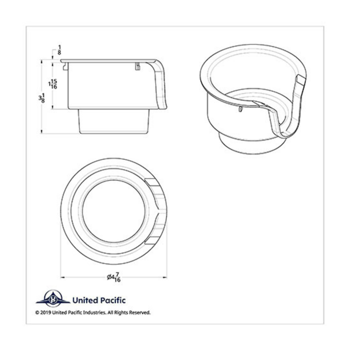 Chrome Cup Holder Insert for Kenworth and Peterbilt | United Pacific