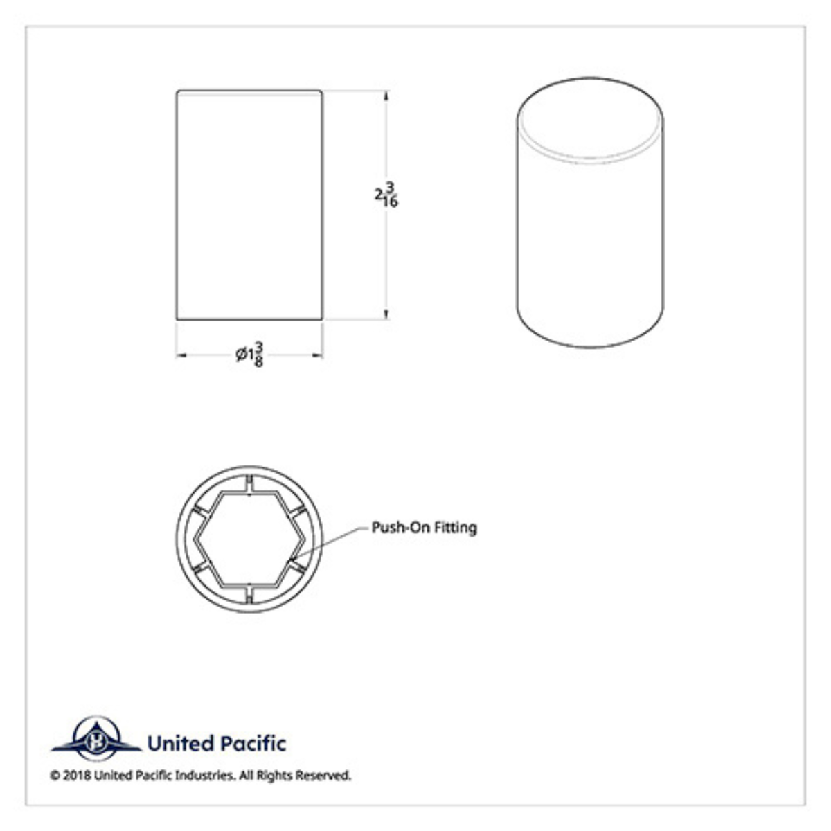 Chrome Cylinder Hubcap Nut Cover | Fits 1999-2018 Chevy &amp; GMC Full-Size Trucks | Push-On | United Pacific