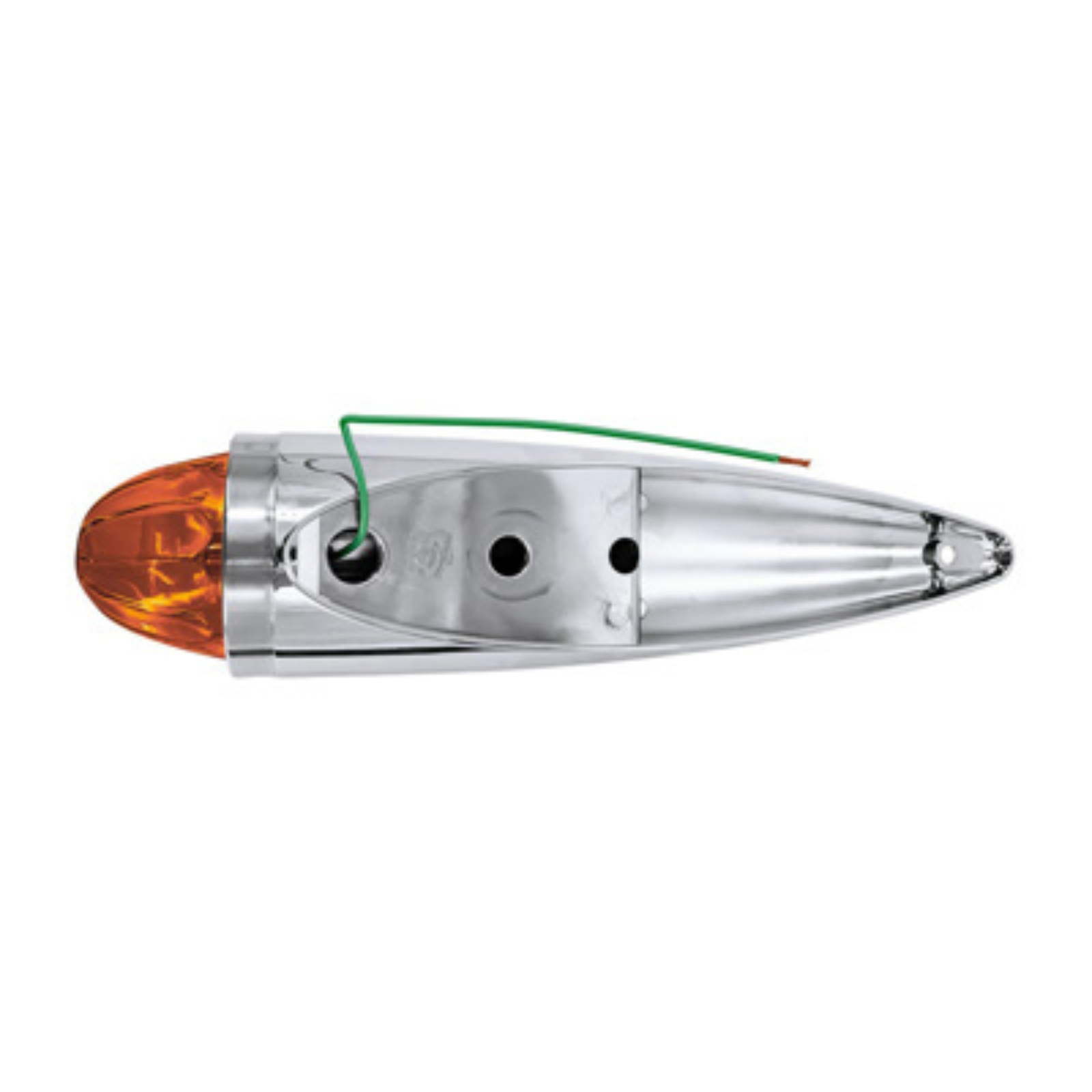 Chrome Die Cast Torpedo Cab Light | Watermelon Glass Lens | 1156 Bulb | Dark Amber | United Pacific