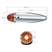 Chrome Die Cast Torpedo Cab Light | Watermelon Glass Lens | 1156 Bulb | Dark Amber | United Pacific