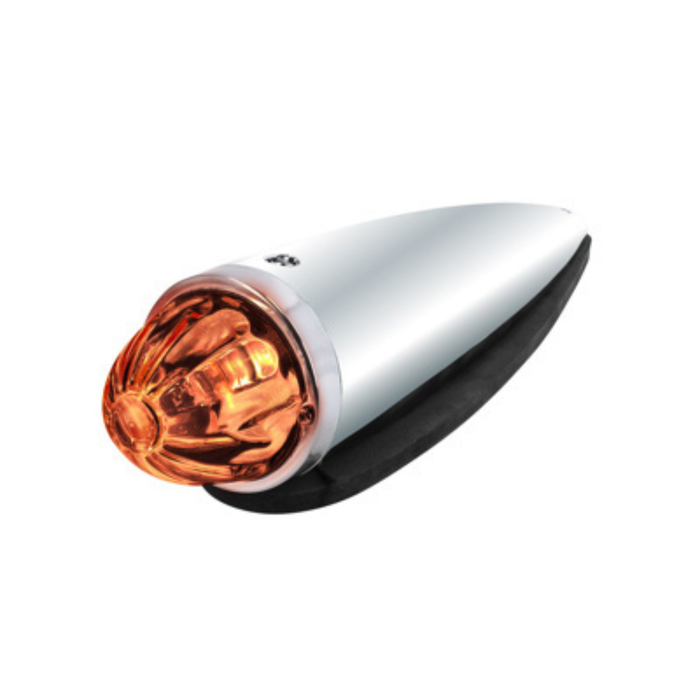Chrome Die Cast Torpedo Cab Light | Watermelon Glass Lens | 1156 Bulb | Dark Amber | United Pacific
