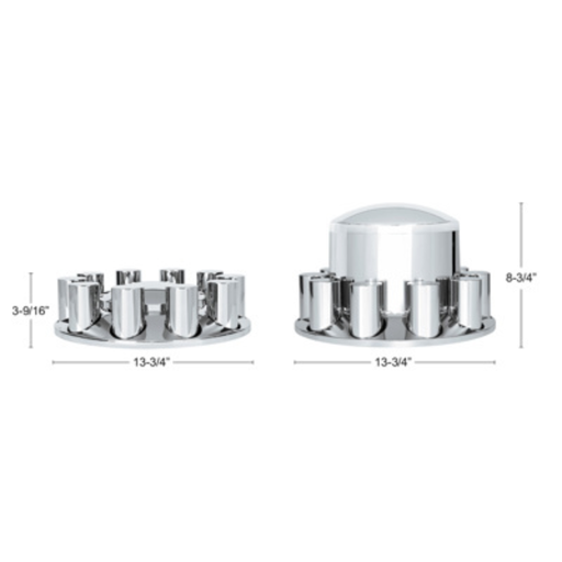 Chrome Dome Axle Cover Combo Kit with 33mm Thread-On Nut Covers | United Pacific