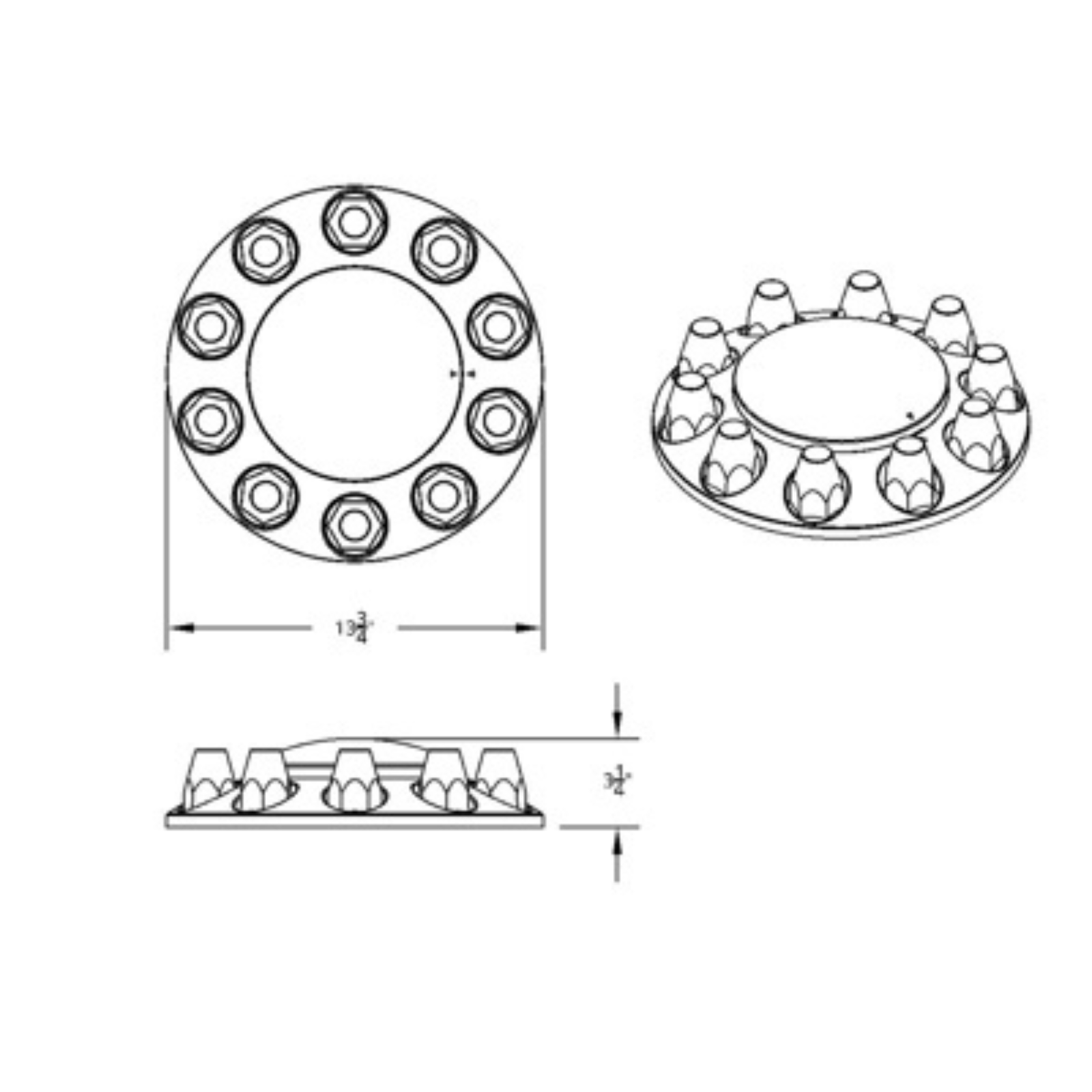 Chrome Dome Front Axle Cover with 33mm Thread-On Nut Covers | United Pacific
