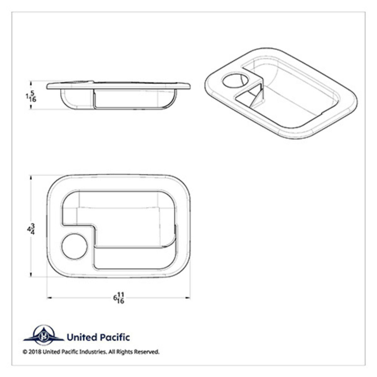 Chrome Exterior Door Handle Cover | Driver Side | 2003+ Kenworth &amp; 2004+ Peterbilt | United Pacific