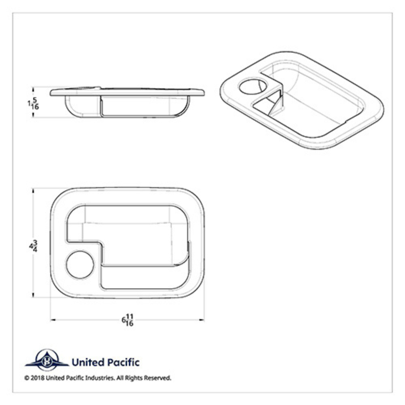 Chrome Exterior Door Handle Cover | Driver Side | 2003+ Kenworth & 2004+ Peterbilt | United Pacific