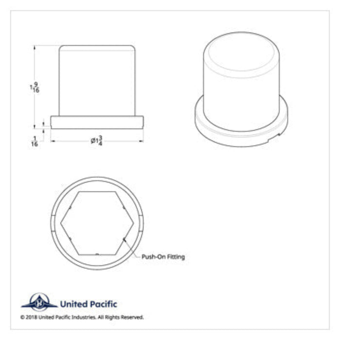 Chrome Flat Top Nut Cover With Flange | Triple Chrome Finish | United Pacific