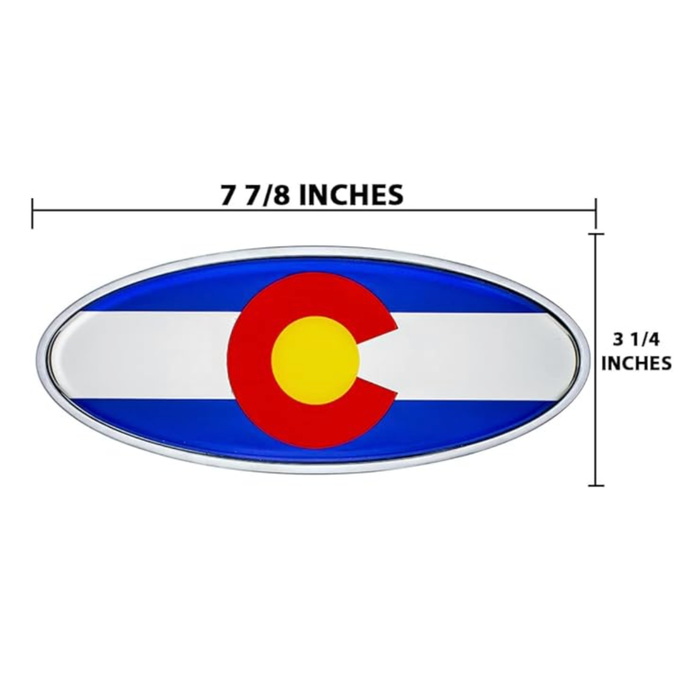 Chrome Oval Emblem | Colorado Flag Design | Die-Cast Metal 7-7/8" x 3-1/4" | United Pacific