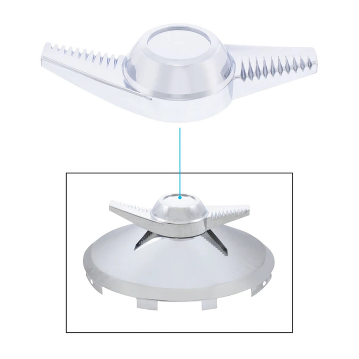 Chrome Plastic 2-Bar Groovy Hubcap Spinner | California Style | United Pacific