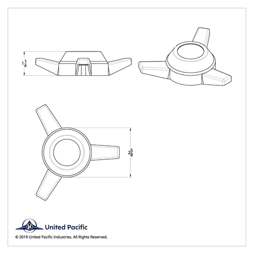Chrome Plastic 3 Bar Straight Hubcap Spinner Only | Triple Chrome Finish | United Pacific