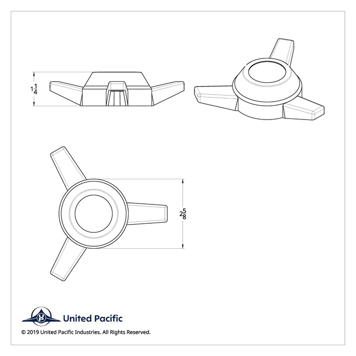 Chrome Plastic 3 Bar Straight Hubcap Spinner Only | Triple Chrome Finish | United Pacific