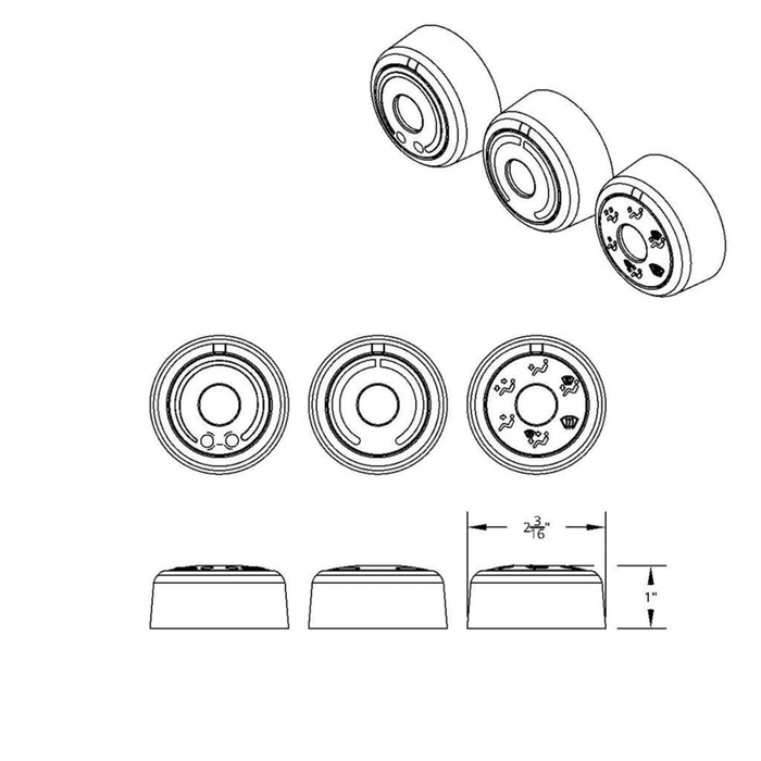Chrome Plastic A/C Control 6-Piece Dial Covers | 2018-2025 Freightliner Cascadia | Triple Chrome Finish | United Pacific