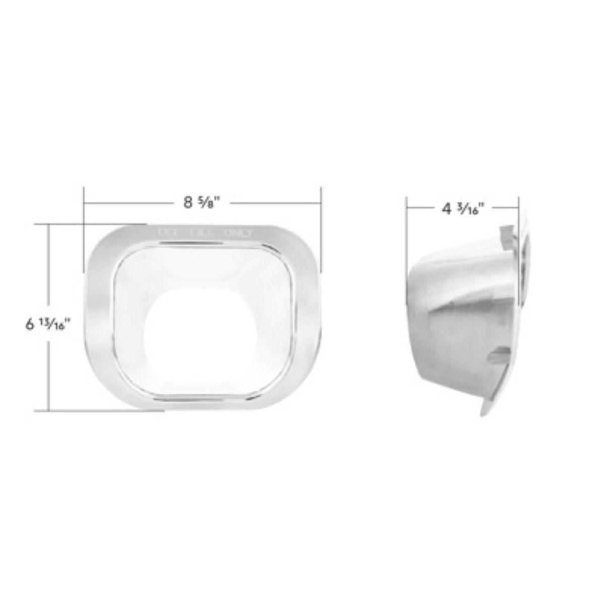Chrome Plastic DEF Filler Trim | Fits 2012–2021 Peterbilt 579 | For Trucks with Side Fairings | United Pacific