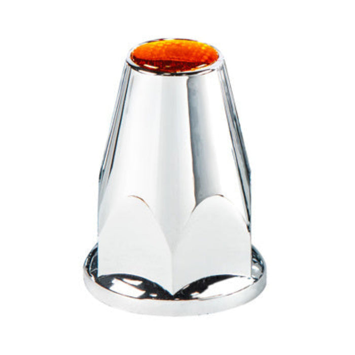 Chrome Plastic Lug Nut Covers Box of 20 | Amber Reflector | 33 mm Hub Piloted | United Pacific