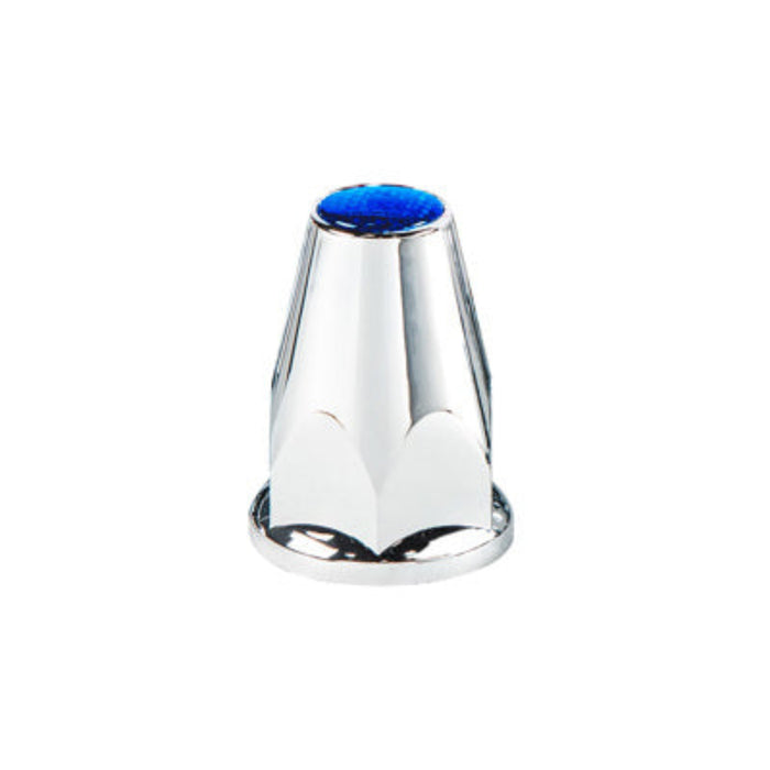 Chrome Plastic Lug Nut Covers Box of 20 | Dark Blue Reflector | 33 mm Hub Piloted | United Pacific