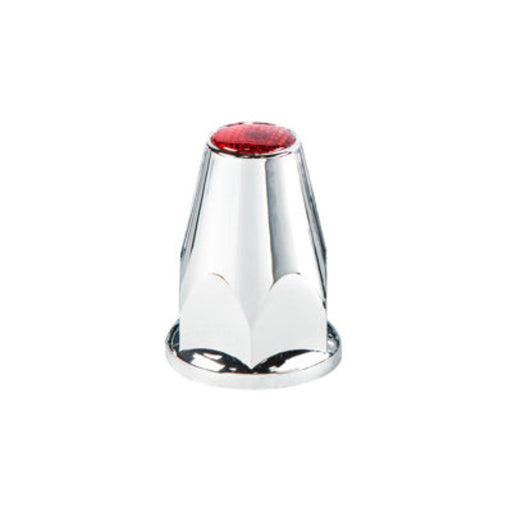 Chrome Plastic Lug Nut Covers Box of 20 | Red Reflector | 33 mm Hub Piloted | United Pacific
