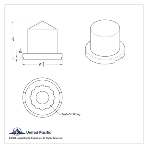5/8" x 1-1/4" Chrome Plastic Pointed Nut Cover | Push-On | United Pacific