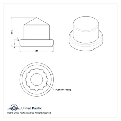 9/16" x 7/8" Chrome Plastic Pointed Nut Cover | Push-On | United Pacific