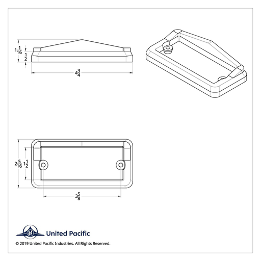 Chrome Plastic Rectangular Visor Light Bezel for Freightliner | 4-1/2″ × 2-1/4″ Fit | United Pacific