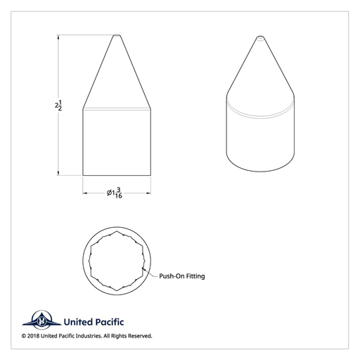 15/16" x 2-1/2" Chrome Plastic Spike Nut Cover | Push-On | United Pacific