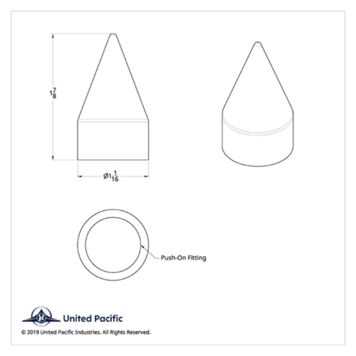 3/4" x 1-7/8" Chrome Plastic Spike Nut Cover | Push-On | United Pacific