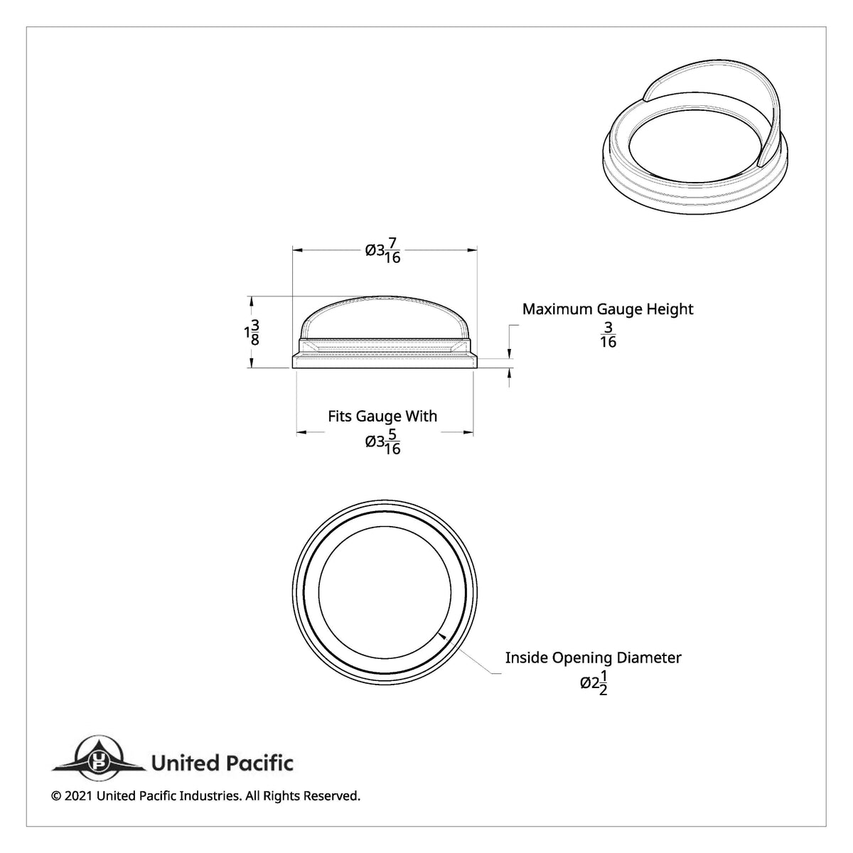 Chrome Pyrometer Gauge Bezel with Visor for Kenworth and Peterbilt | United Pacific
