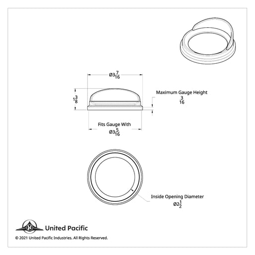 Chrome Pyrometer Gauge Bezel with Visor for Kenworth and Peterbilt | United Pacific