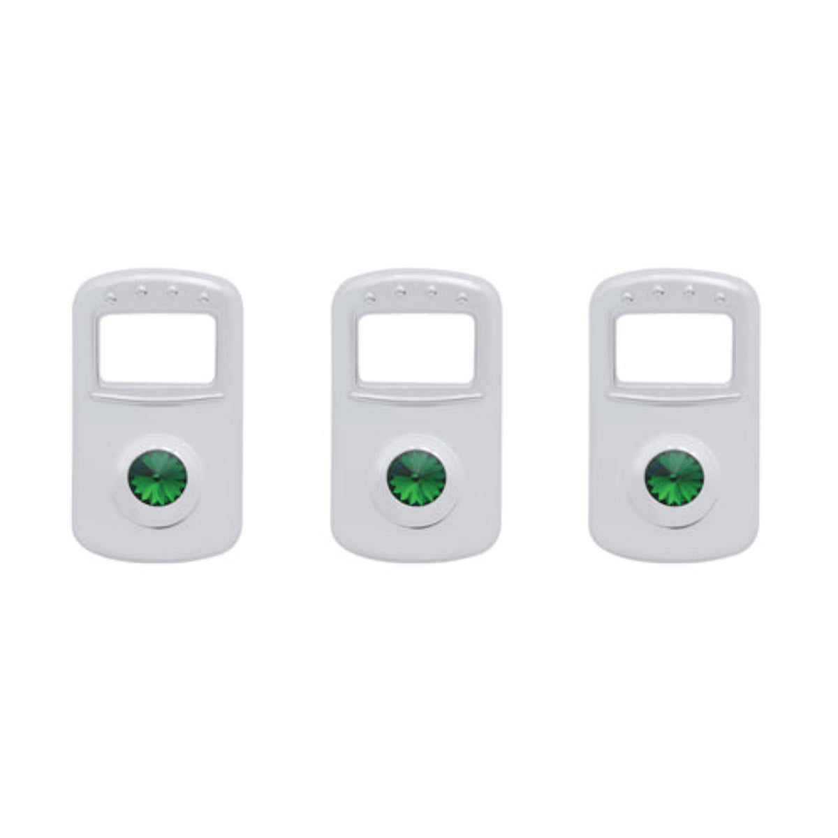 Chrome Rocker Switch Cover Green Jewel for Kenworth and Peterbilt | United Pacific
