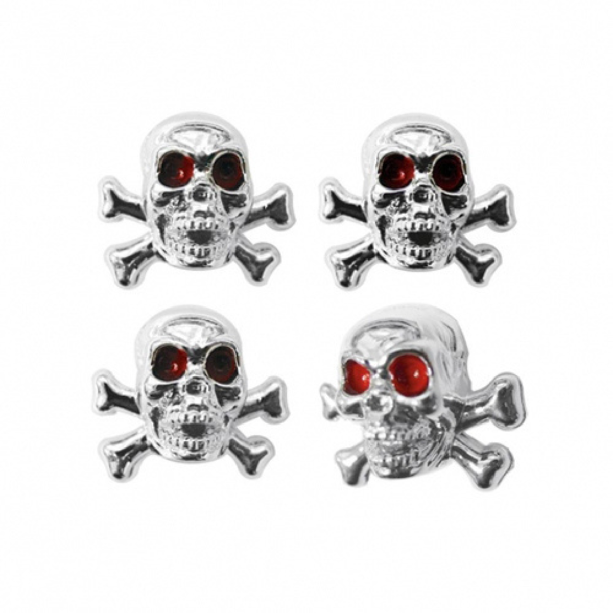 Chrome Skull Valve Caps | 4-Pack | Red Eyes | United Pacific