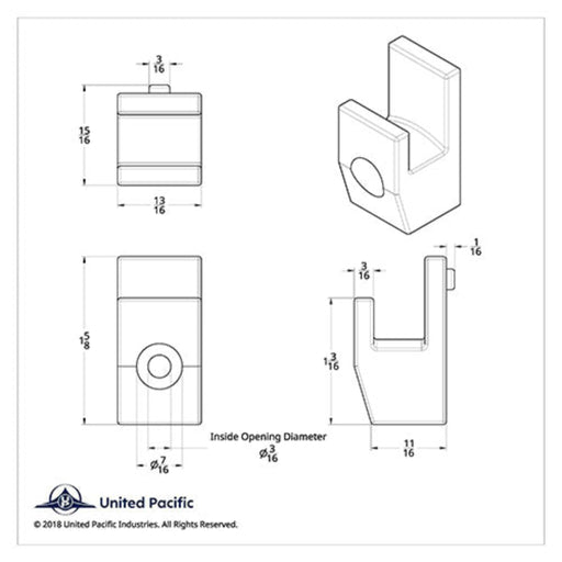 Chrome Sleeper Curtain Hook for Peterbilt | United Pacific
