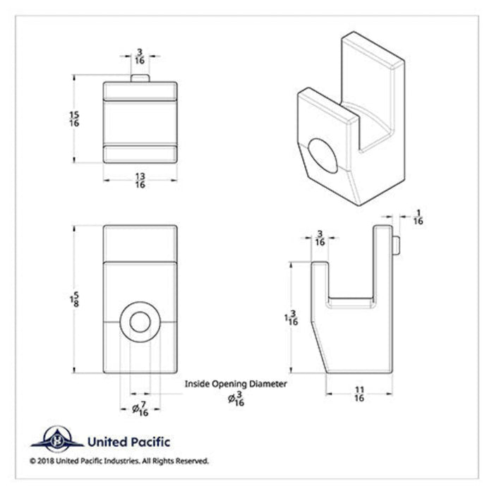 Chrome Sleeper Curtain Hook for Peterbilt | United Pacific